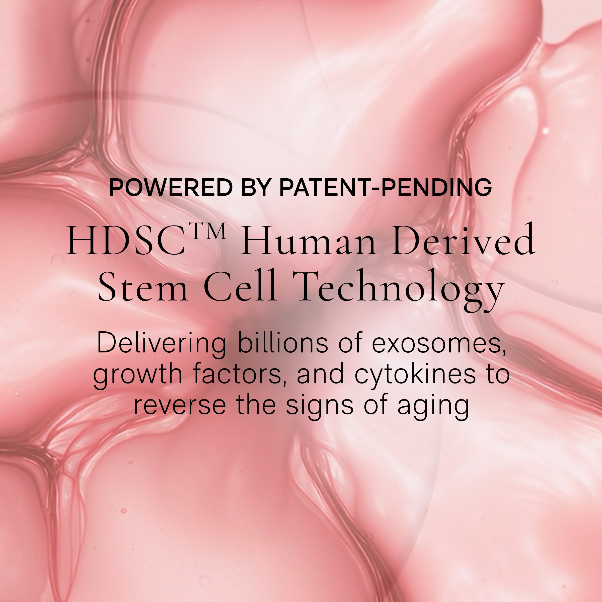 Advertisement for HDSC Human Derived Stem Cell Technology with pink background